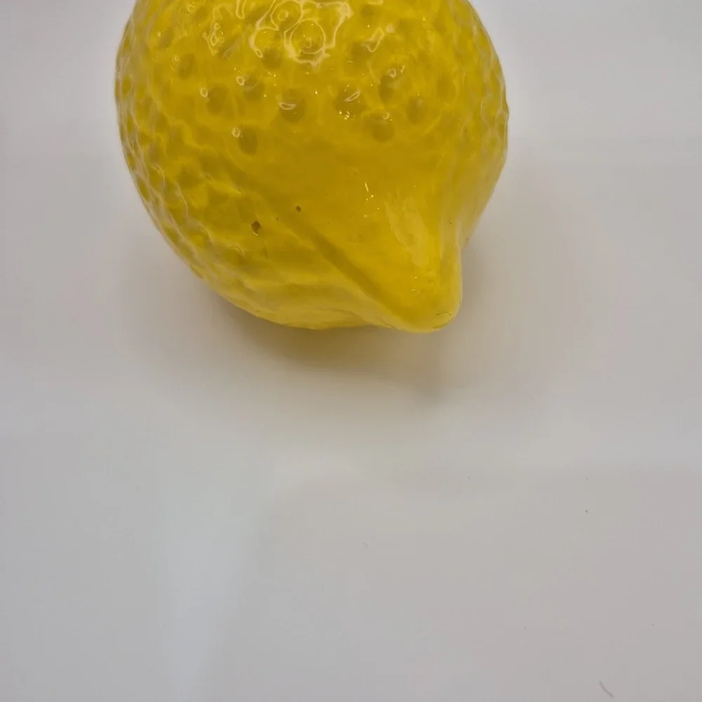 Vintage Art Glass Yellow Lemon Hand Blown Fruit Kitchen Decor Murano Style